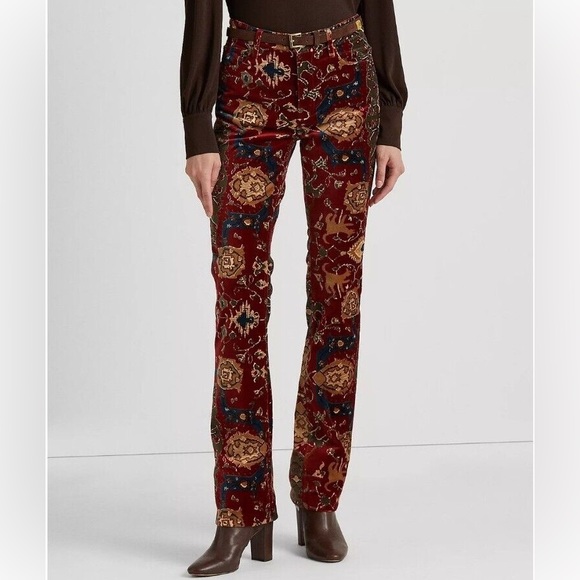 Lauren Ralph Lauren Tapestry Print Velvet High-Rise Boot Pant - Picture 4 of 5